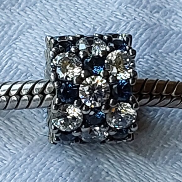Authentic Pandora sparkle charm blue and clear crystals S925 - Picture 1 of 5